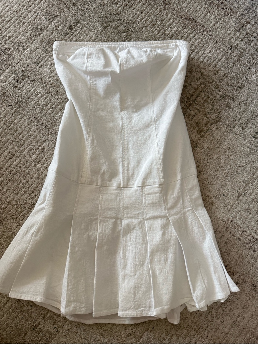 Rock n Rags white strapless mini dress with pleated skirt